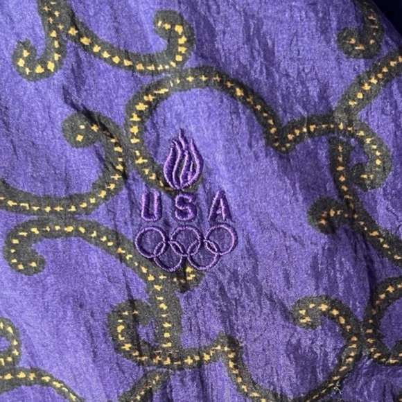 Vtg 90's USA Olympics Licensed Windbreaker Purple Gold Print JC Penney Unisex L - Picture 13 of 13